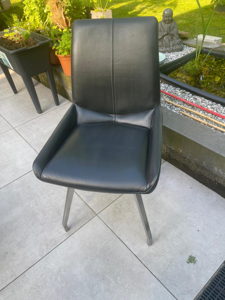 Henders en Hazel eetkamerstoelen zwart leer, Ophalen, Zwart, Zo goed als nieuw, Vier