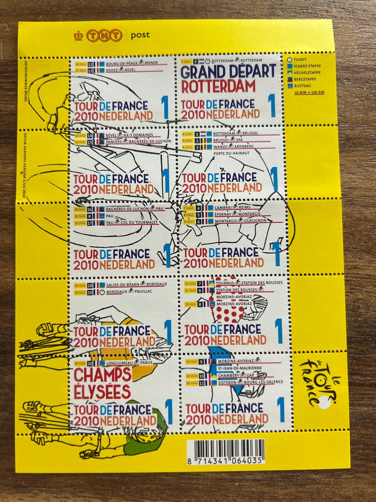 TNT Post Tour de France 2010 Nederland Postzegelvel, Ophalen of Verzenden, Na 1940, Postfris