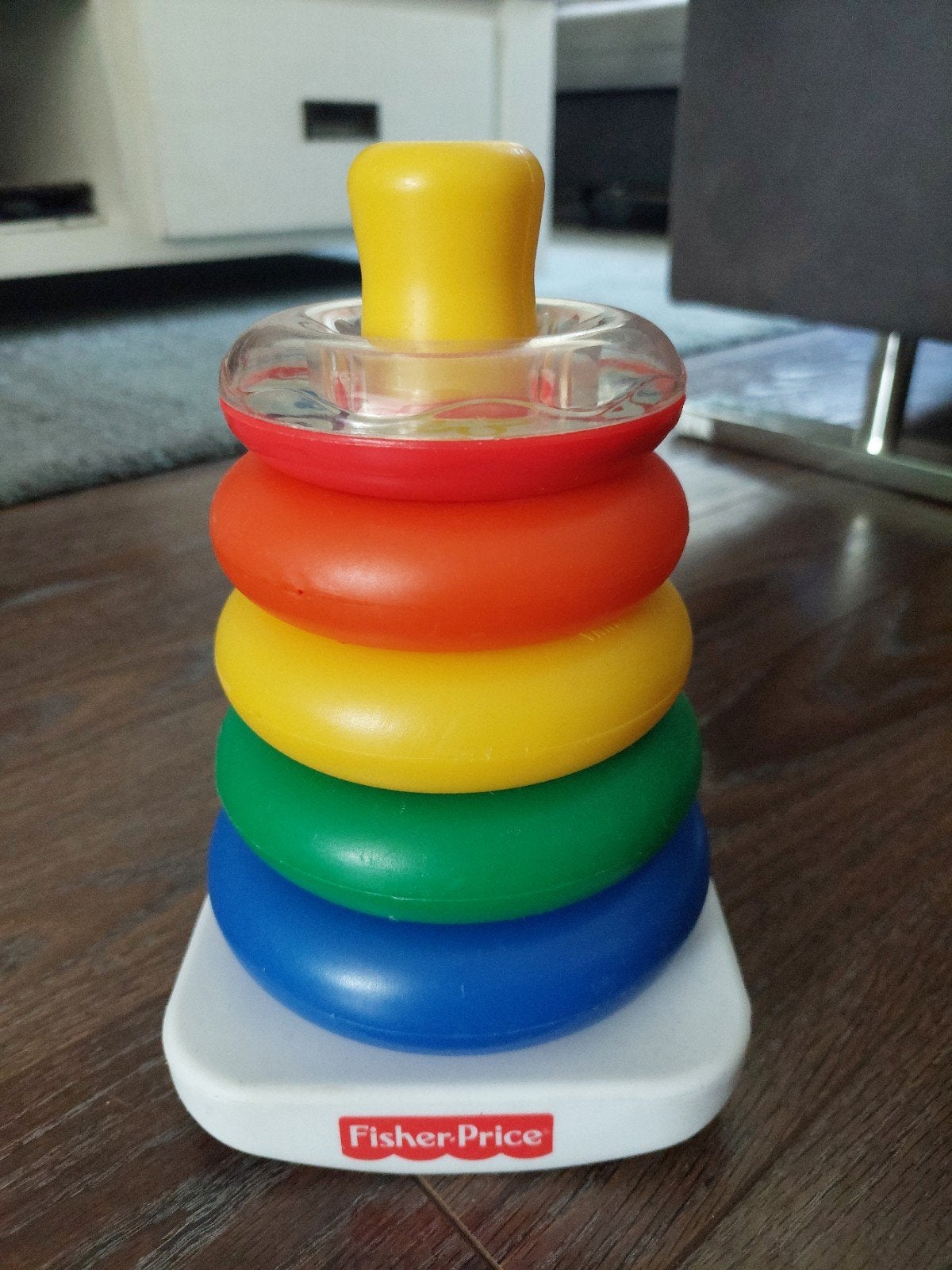 Fisher Price baby speelgoed stapel toren ringen regenboog, Ophalen of Verzenden, Zo goed als nieuw, Speelset, Met geluid