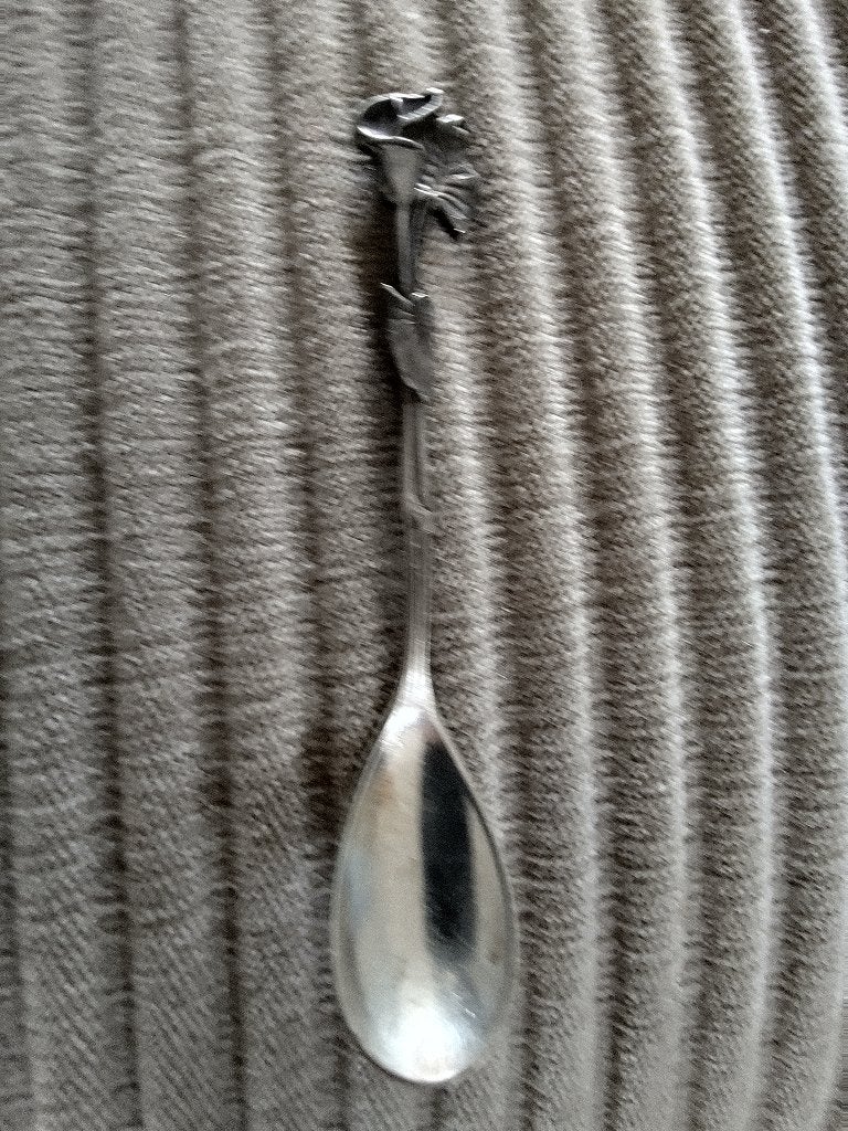 Oud bloemlepeltje / theelepel 11,5 cm – gemerkt – 11 gram, Ophalen of Verzenden, Gebruikt