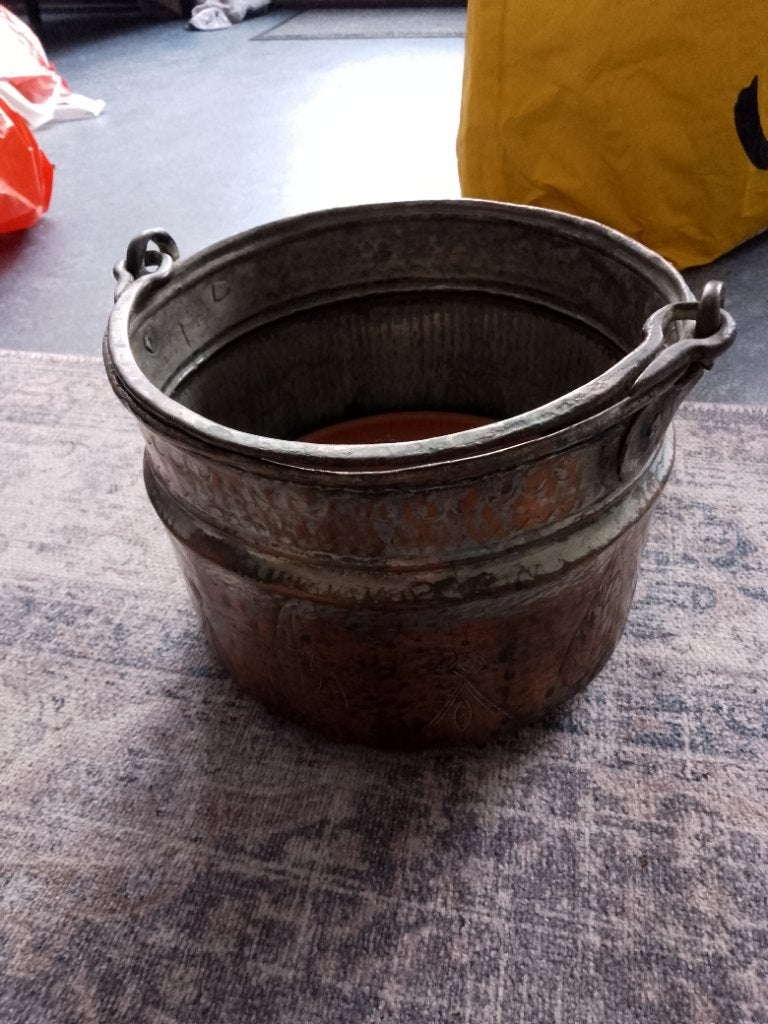 Koperen pot met hengsel 50 €, Antiek en Kunst, Antiek | Koper en Brons, Ophalen, Koper