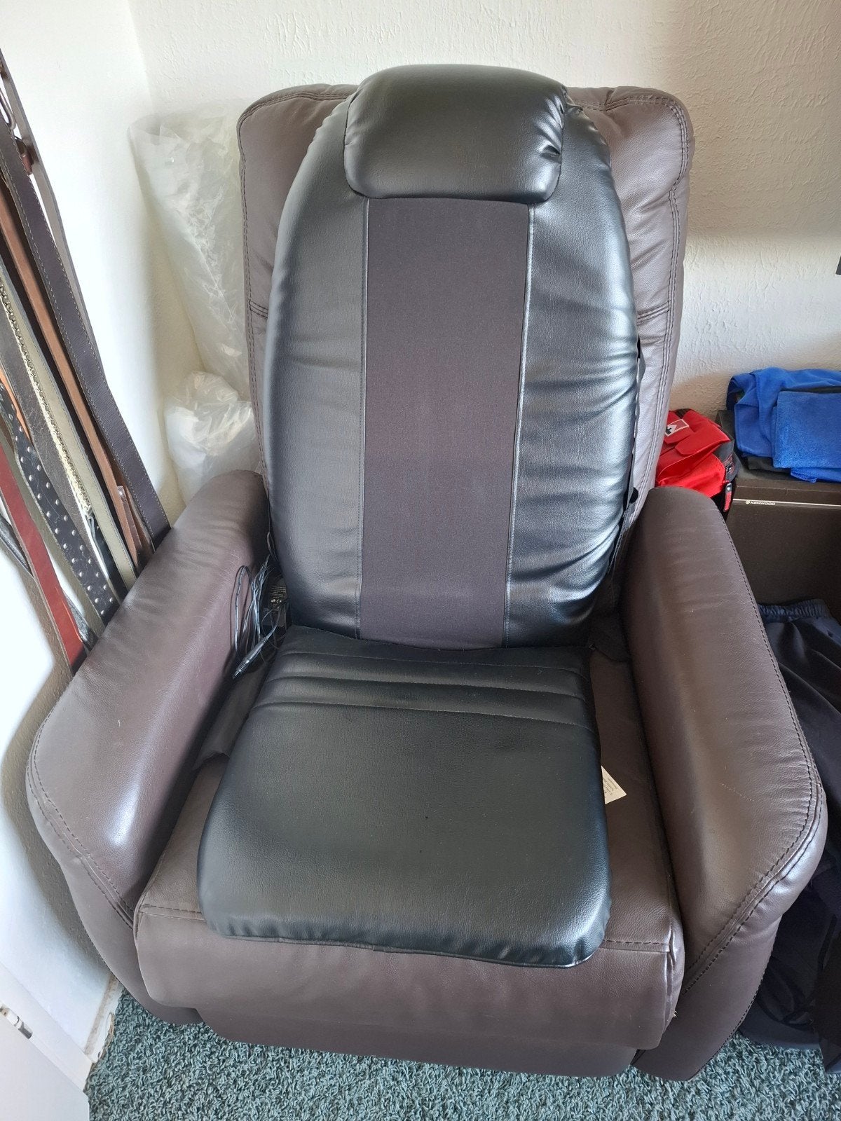 Relaxfauteuil en massage aparaat- bijna helemaal plat, Gebruikt, Bruin, Ophalen of Verzenden, Eén