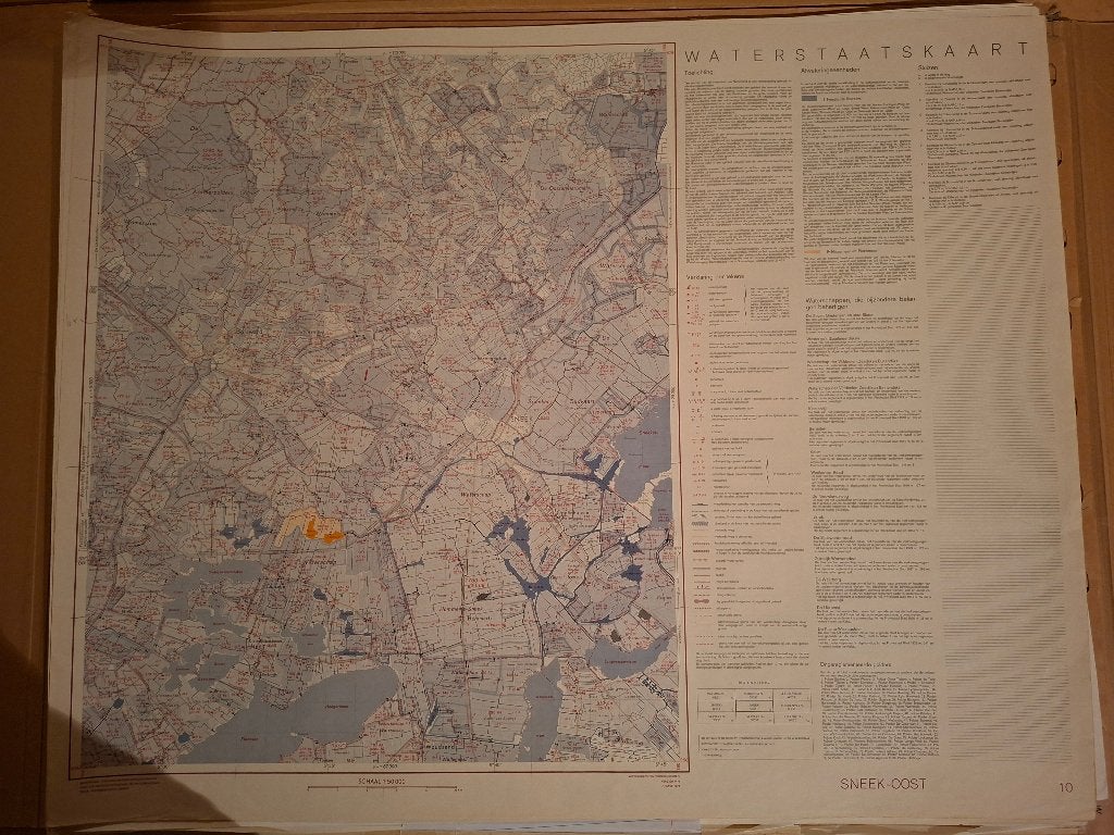 Waterstaatskaart 10 sneek oost, Gelezen, Ophalen of Verzenden, Landkaart, 1800 tot 2000