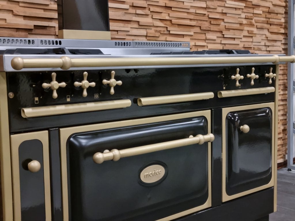 Luxe Morice Fornuis 130cm Mokka + Messing 5 pits GASOVEN, Witgoed en Apparatuur, Fornuizen, Niet ingevuld, Hete lucht, 60 cm of meer