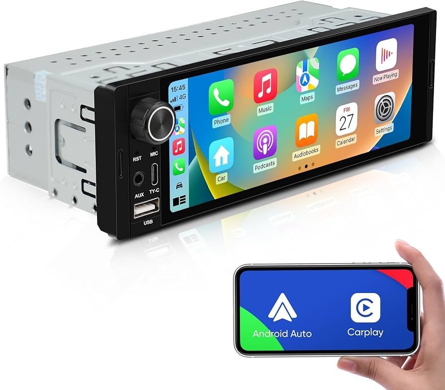1DIN Autoradio met CarPlay & Android Auto, Auto diversen, Aycar, Nieuw, Ophalen of Verzenden, Aycar