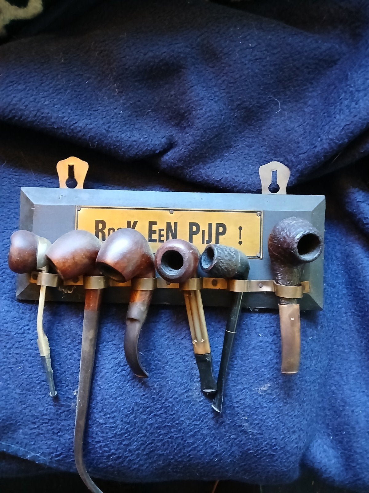 Vintage Pijpenrek met 5 Tabakspijpen - Decoratief, Ophalen