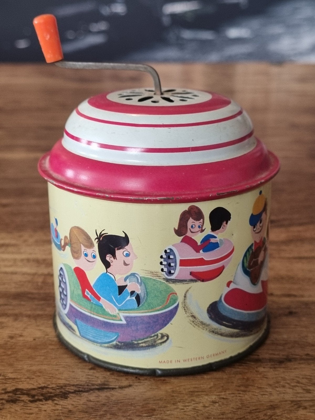 Vintage Muziekdoosje Botsauto's - Made in Western Germany, Ophalen of Verzenden, Gebruikt, Jongen of Meisje