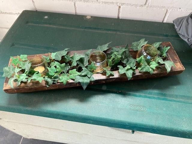 Te koop houten plank met kaarsjes, Ophalen of Verzenden, Zo goed als nieuw