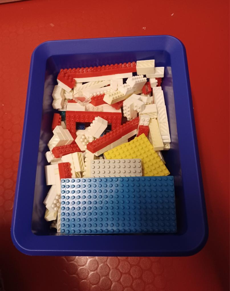 Montini blokjes - voorloper van Lego - in blauwe bak, Ophalen, Gebruikt, Overige merken