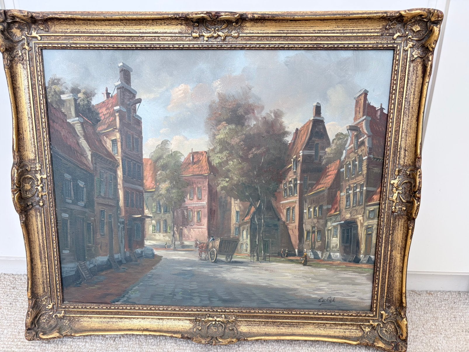 Stadsgezicht C. van Eijk, Antiek en Kunst, Ophalen, Doek, Olieverf, Klassiek