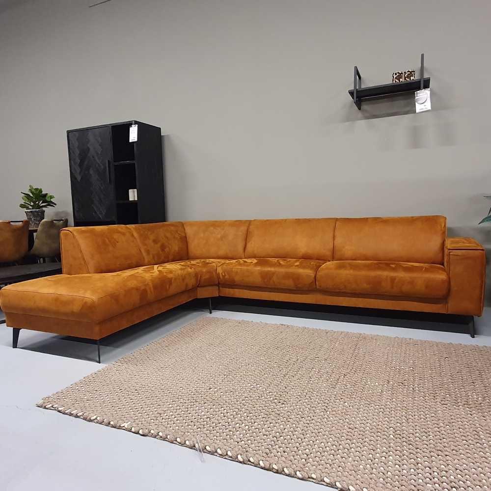 Showroomactie! Hoekbank cognac | Van €1695,-, Ophalen, 250 tot 300 cm, ., Overige materialen