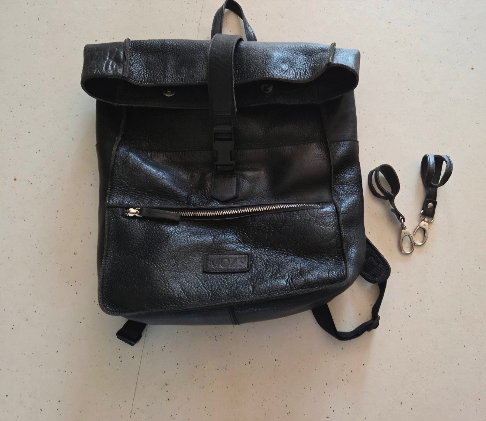 Mozz Bags Leren Luiertas Rugzak Zwart, Kinderen en Baby's, Luiertassen, Ophalen of Verzenden