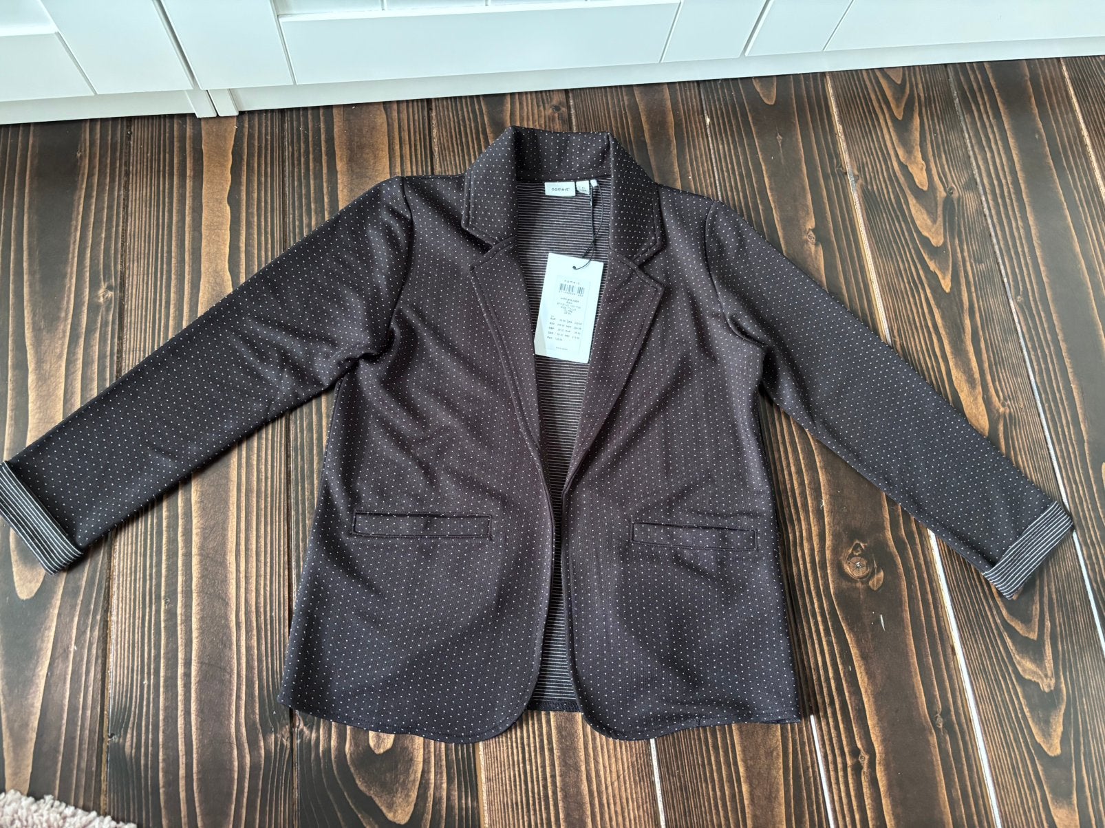 Name it zwarte blazer met kleine hartjes stippen maat 122, Ophalen of Verzenden, Nieuw, Meisje, Jas