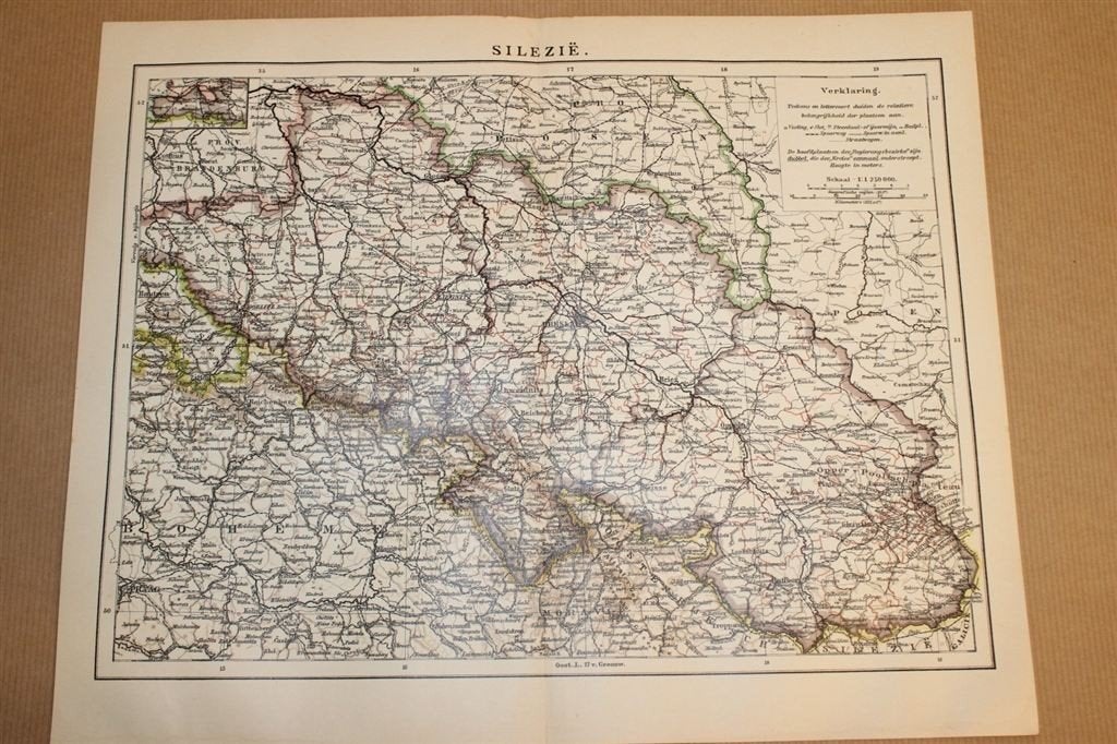 Antieke kaart - Silezië - Circa 1900, Ophalen of Verzenden, 1800 tot 2000, Nederland, Landkaart