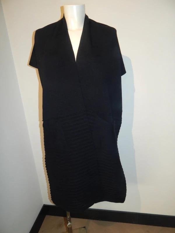 Sarah Pacini gebreide cape poncho look zwart oa merino wol, Verzenden, Sarah Pacini, Zwart, Maat 46/48 (XL) of groter
