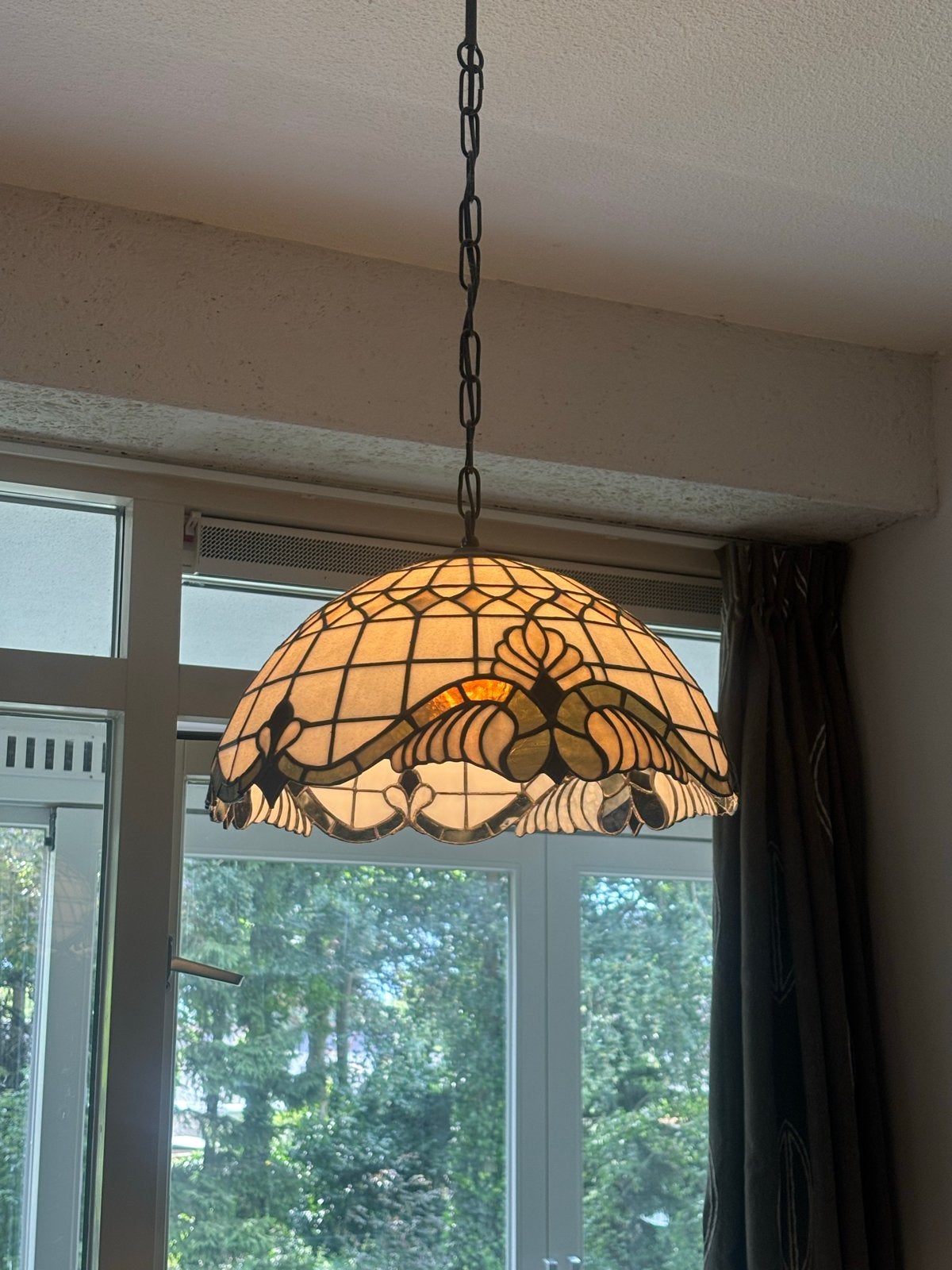 Tiffany Stijl Hanglamp - Glas in Lood Design, Huis en Inrichting, Lampen | Hanglampen, Ophalen of Verzenden, Gebruikt, Glas, 75 cm of meer