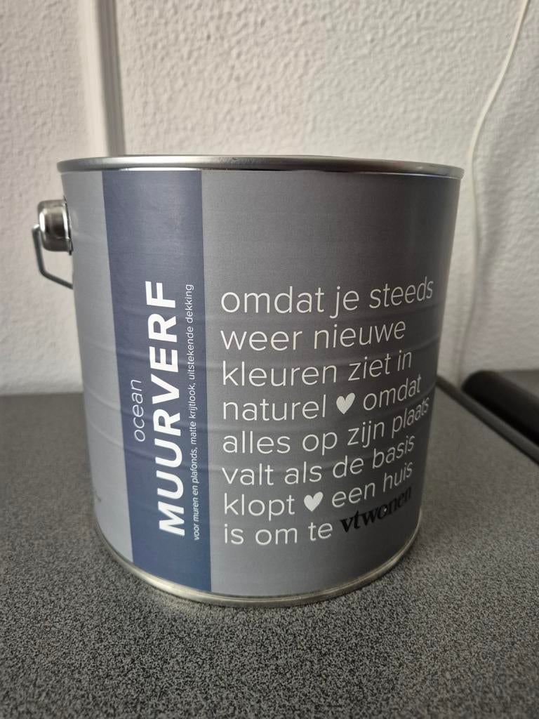 Blauwe krijtverf te koop 6  2.5 liter, Ophalen, Nieuw, Blauw