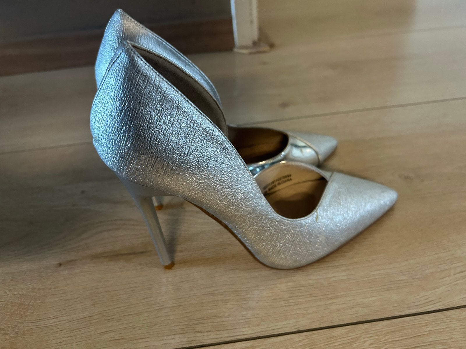 Zilveren pumps met hoge hak - Maat 38, Ophalen of Verzenden, Gedragen, Overige kleuren, Pumps