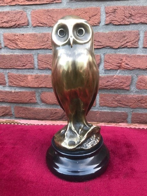 bronzen sculptuur, DE JONGE UIL, Antiek en Kunst, Brons, Beeld, Vogel, Gemerkt