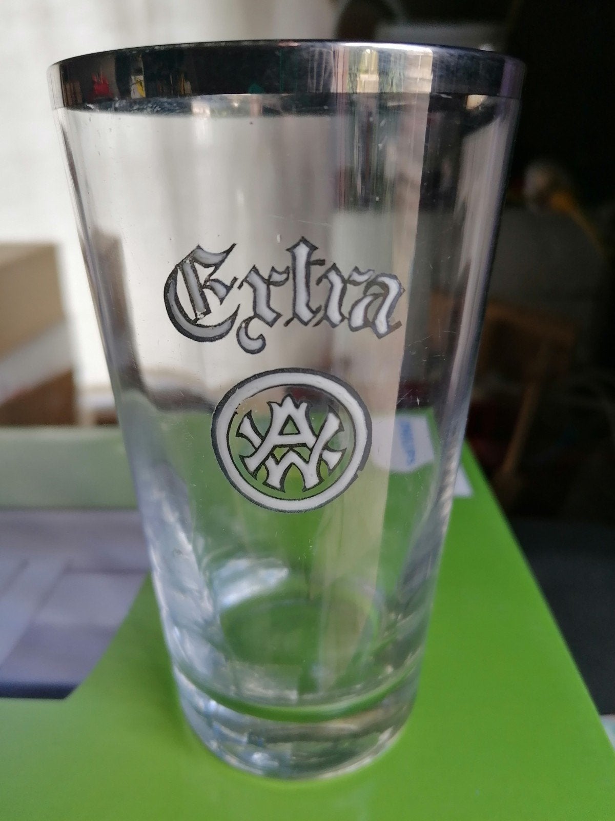 Oud émaille bierglas Westmalle jaren '30., Ophalen of Verzenden, Zo goed als nieuw, Glas of Glazen, Overige merken