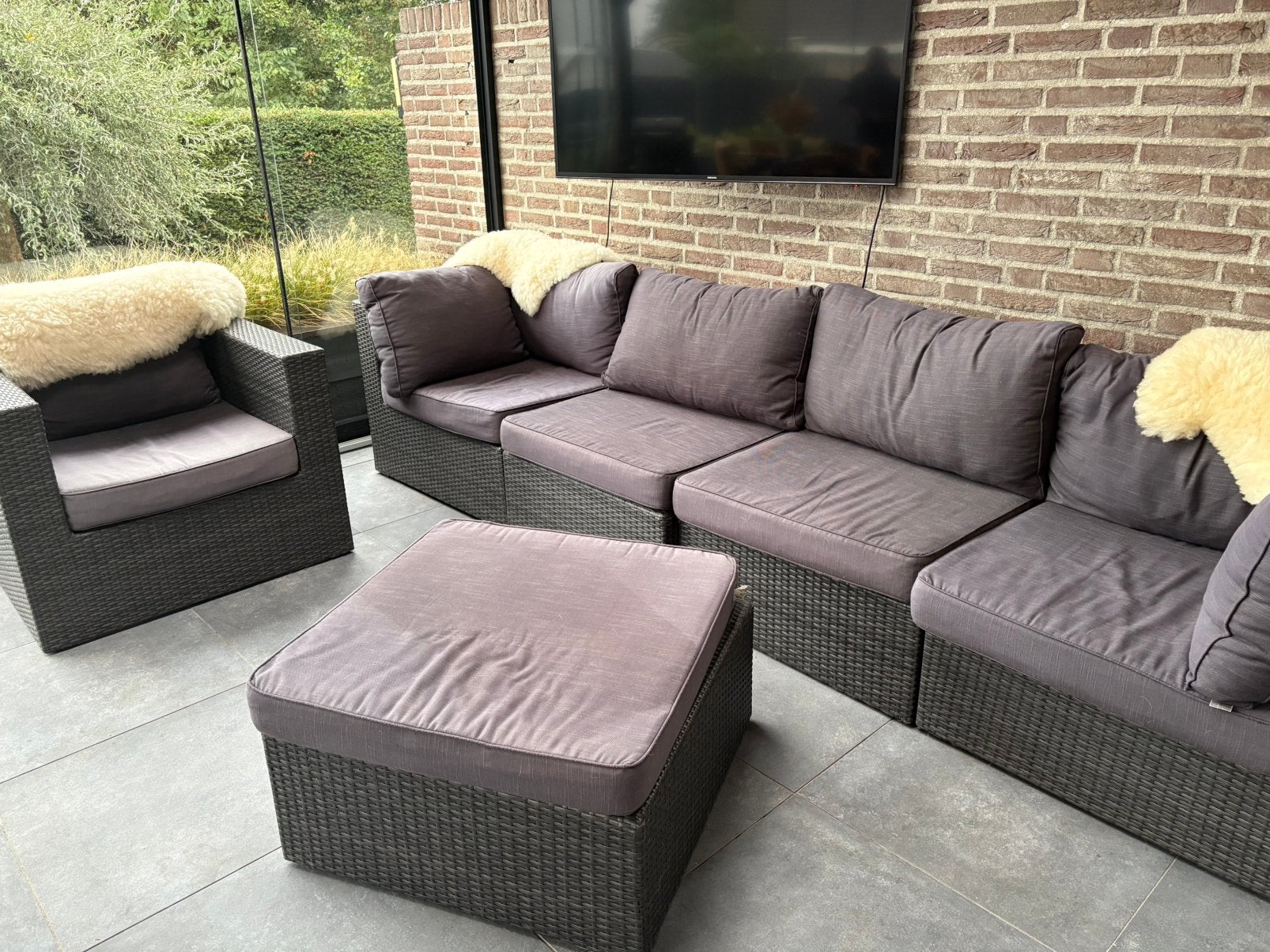 Tuinset van Sediamo bank, stoel en tafel/poef, Ophalen, 5 zitplaatsen, Gebruikt, Loungeset
