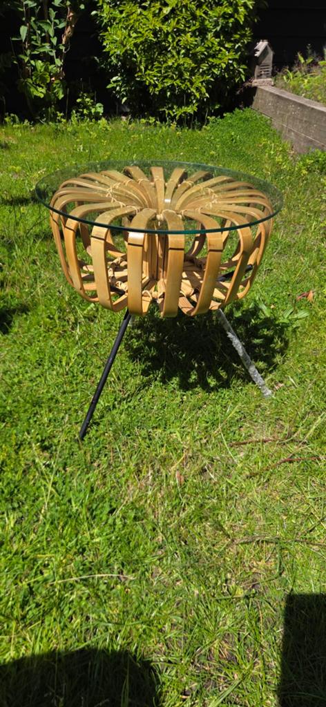 Leuk bijzettafeltje met glazen plaat x3 t.e.a.b., Ophalen, Minder dan 55 cm, Rond, Nieuw