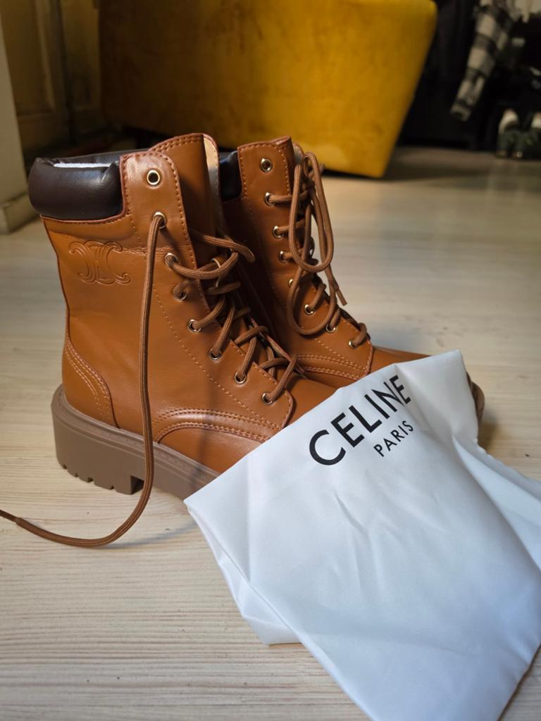 Celine Ranger Laarzen - Bruin Leer, Maat 39, Kleding | Dames, Schoenen, Nieuw, Lage of Enkellaarzen, Bruin, Ophalen of Verzenden