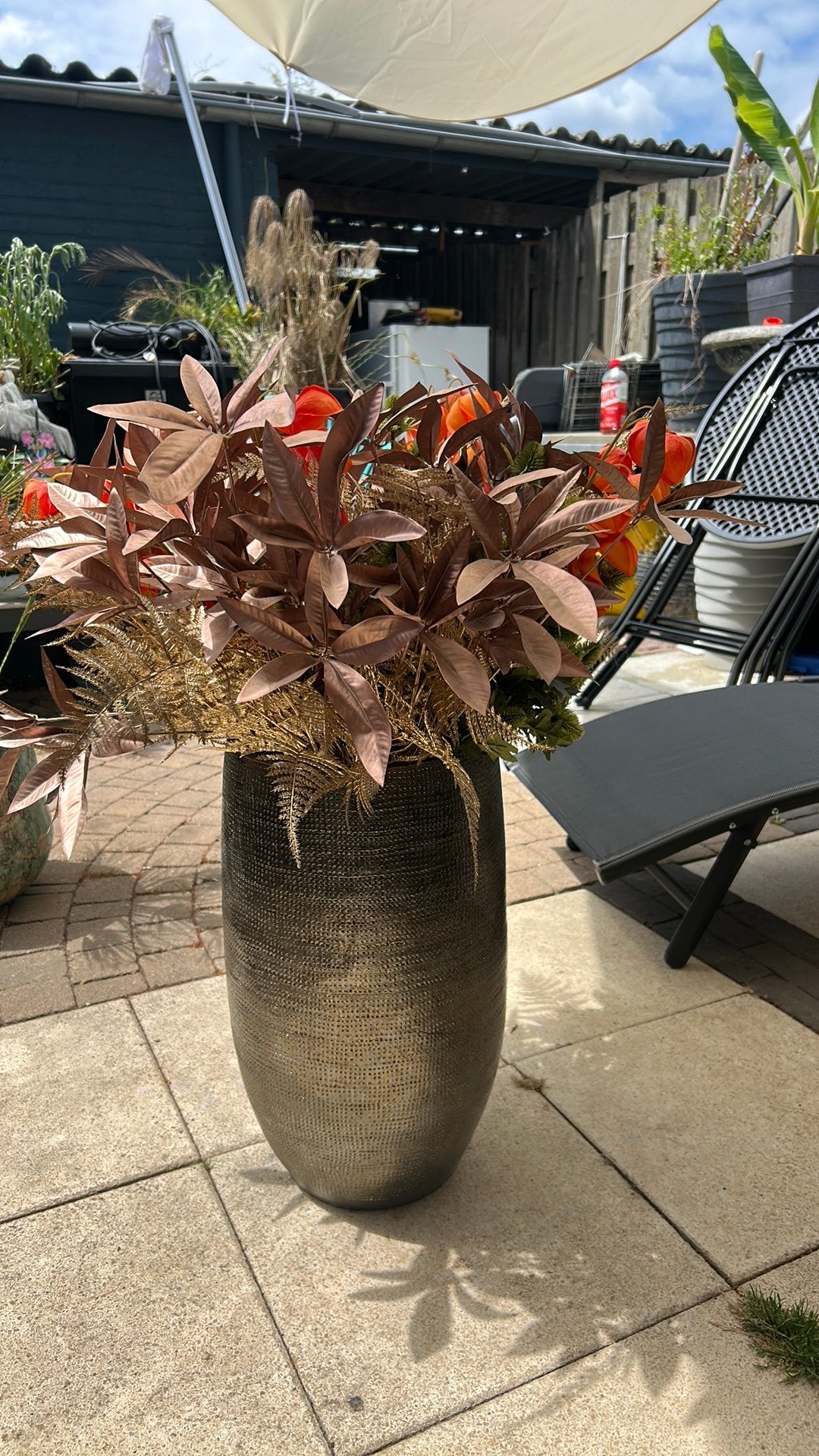 Zijde bloemen met vaas, Huis en Inrichting, Ophalen, Nieuw, 85 cm