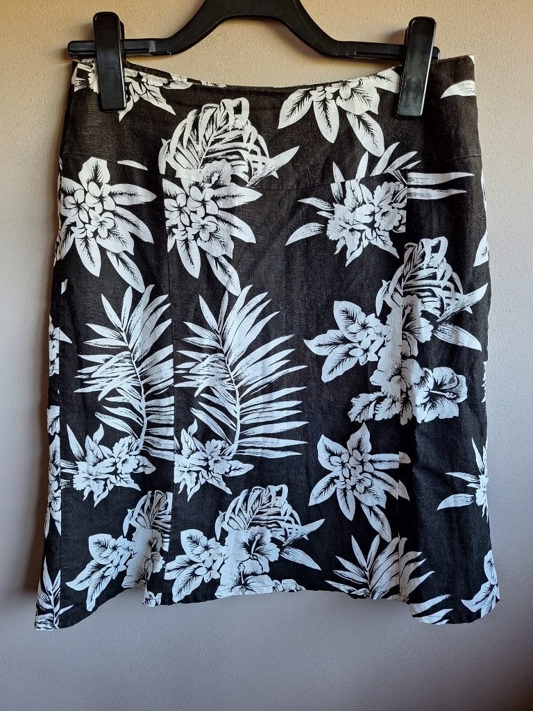 Nieuwe linnen rok zwart/wit print van Witteveen, maat M/40, Maat 38/40 (M), Zwart, Nieuw, Ophalen of Verzenden