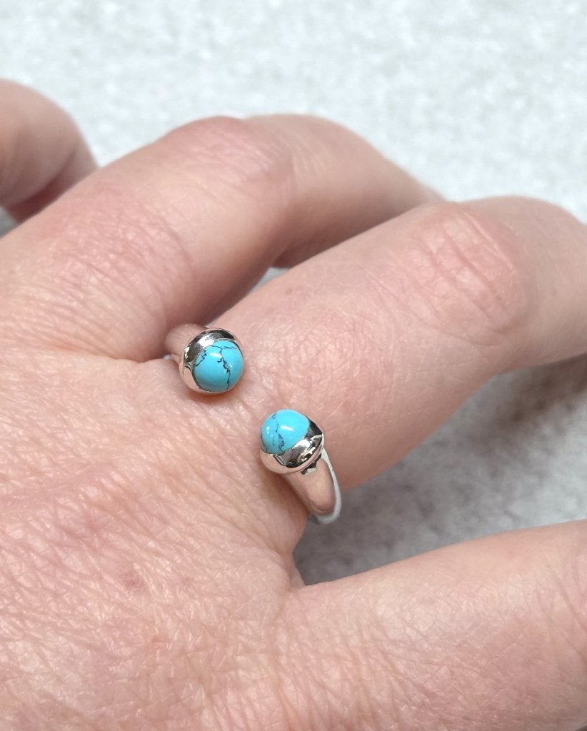 Maat 19 - TI SENTO zilveren (925) ring 2 TURKOOISE ballen, Ophalen, 19 tot 20, Zo goed als nieuw, Met edelsteen