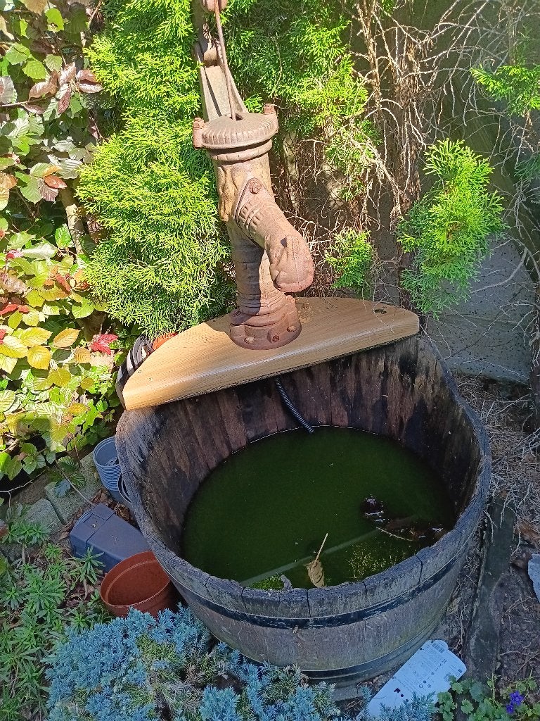 gietijzeren waterpomp als fontein met fonteinpomp, Tuin en Terras, Waterpartijen en Fonteinen, Ophalen, Gebruikt, Gietijzer, Fontein