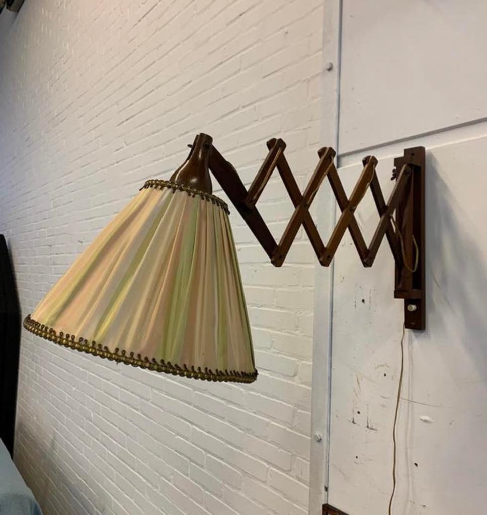 Lamp geweldige teakhouten schaarlamp jaren 60, Ophalen of Verzenden, Zo goed als nieuw