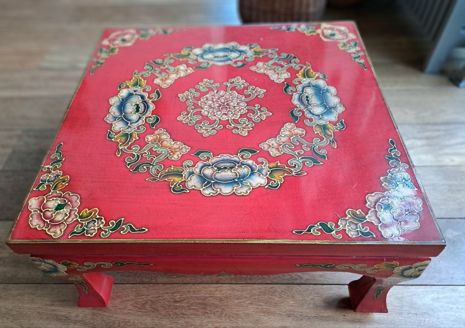 Aziatisch Tibetaans Mongools tafel salontafel opiumtafel, Ophalen, 50 tot 100 cm, Vierkant, 50 tot 100 cm