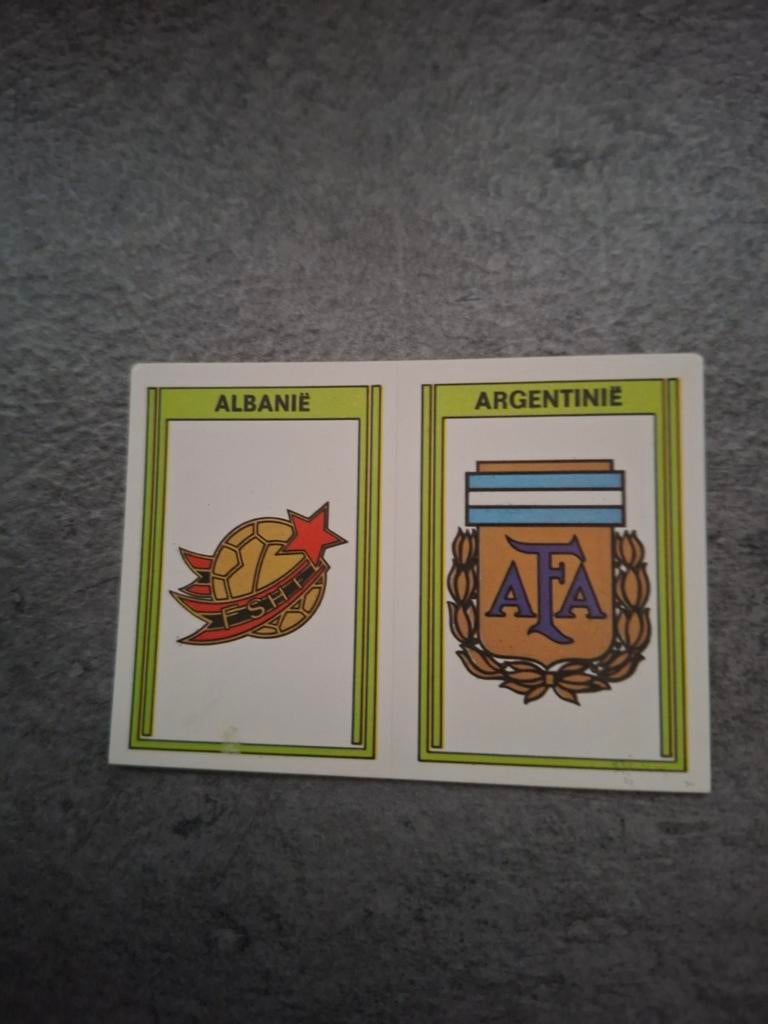 Panini sticker Voetbal 78. Emblemen Albanië/Argentinië., Verzenden, Zo goed als nieuw, Sticker