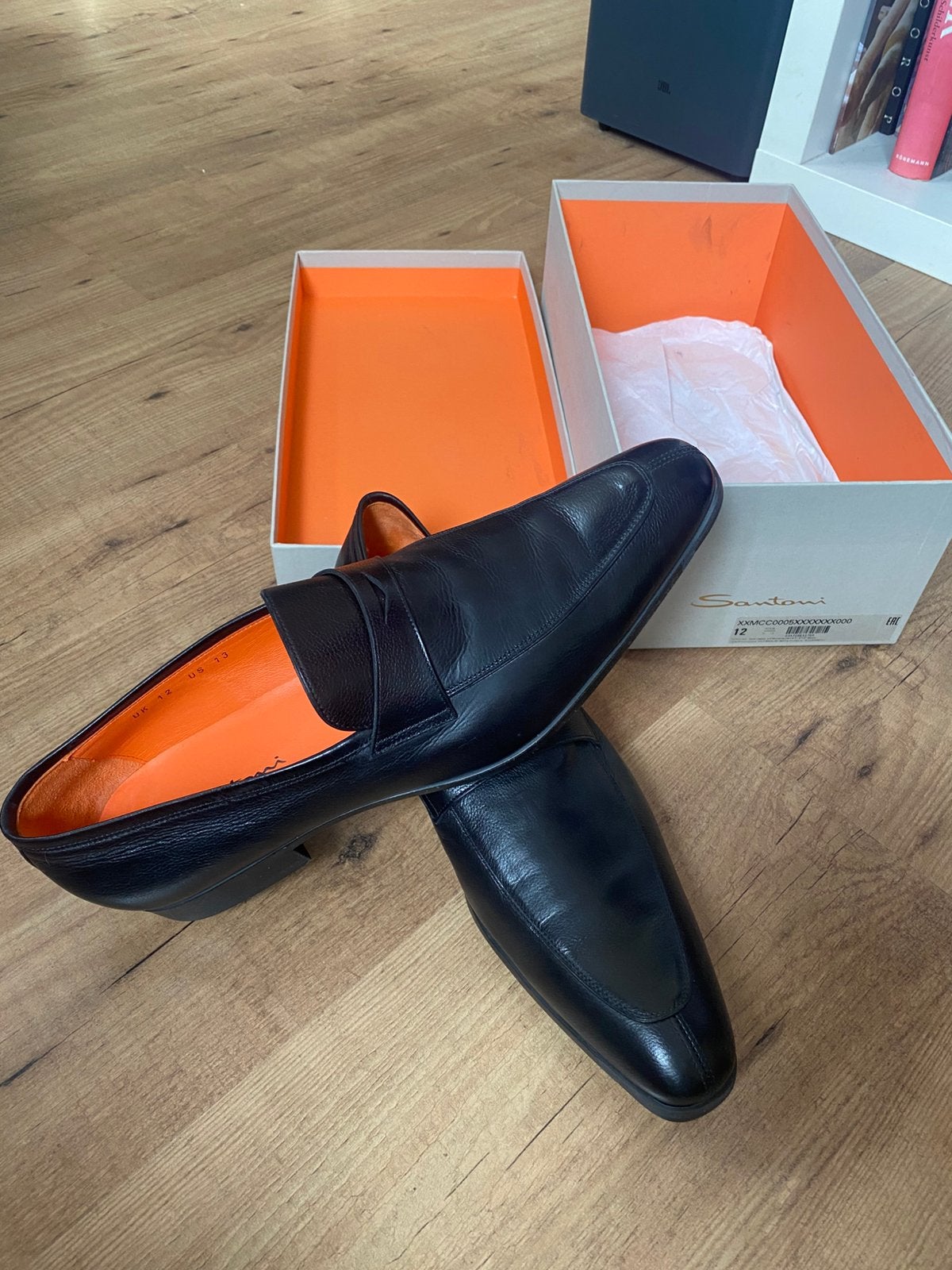 Santoni loafers instappers NIEUW in doos maat 12/46.5 zwart, Loafers, Zwart, Ophalen of Verzenden, Zo goed als nieuw