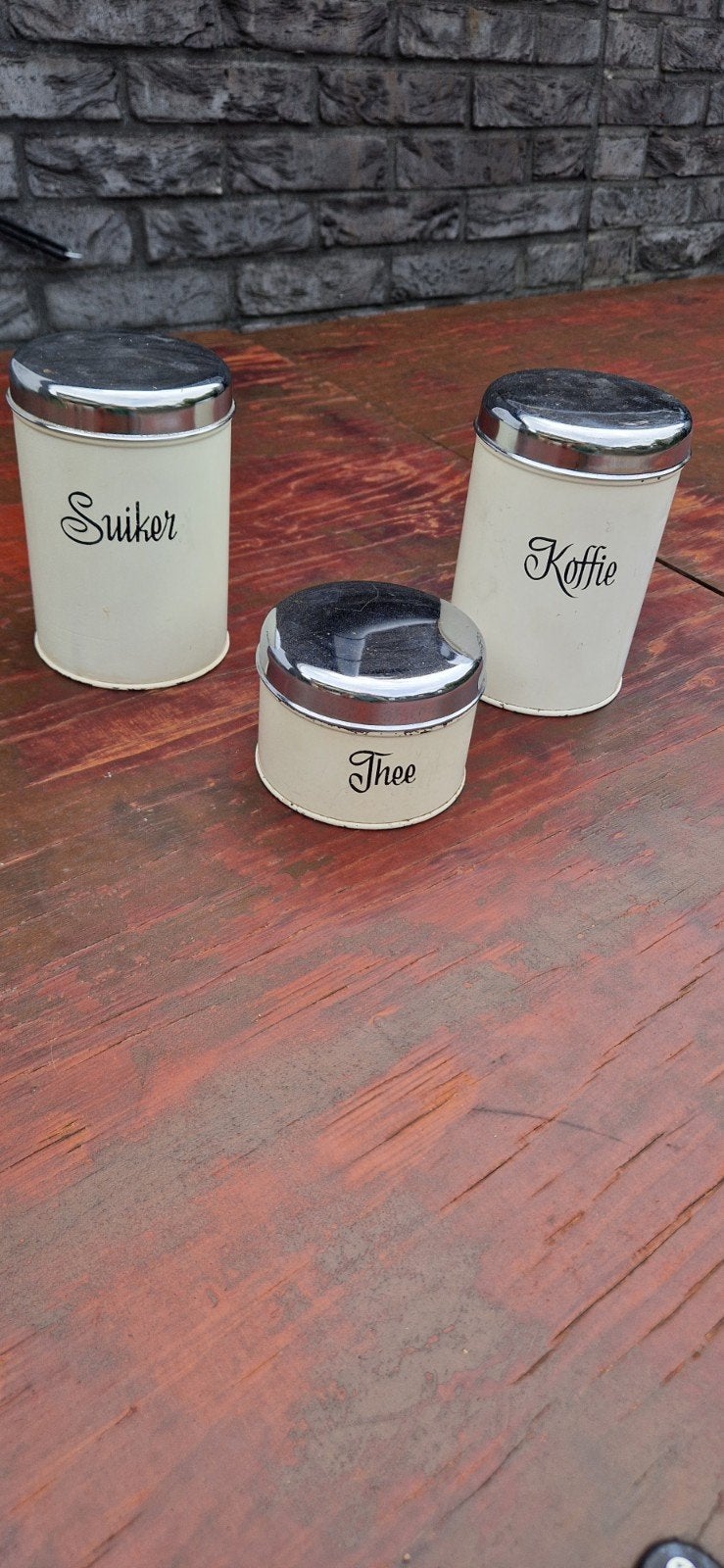 Vintage Brabantia Suiker, Koffie, Thee Busjes Set, Ophalen of Verzenden