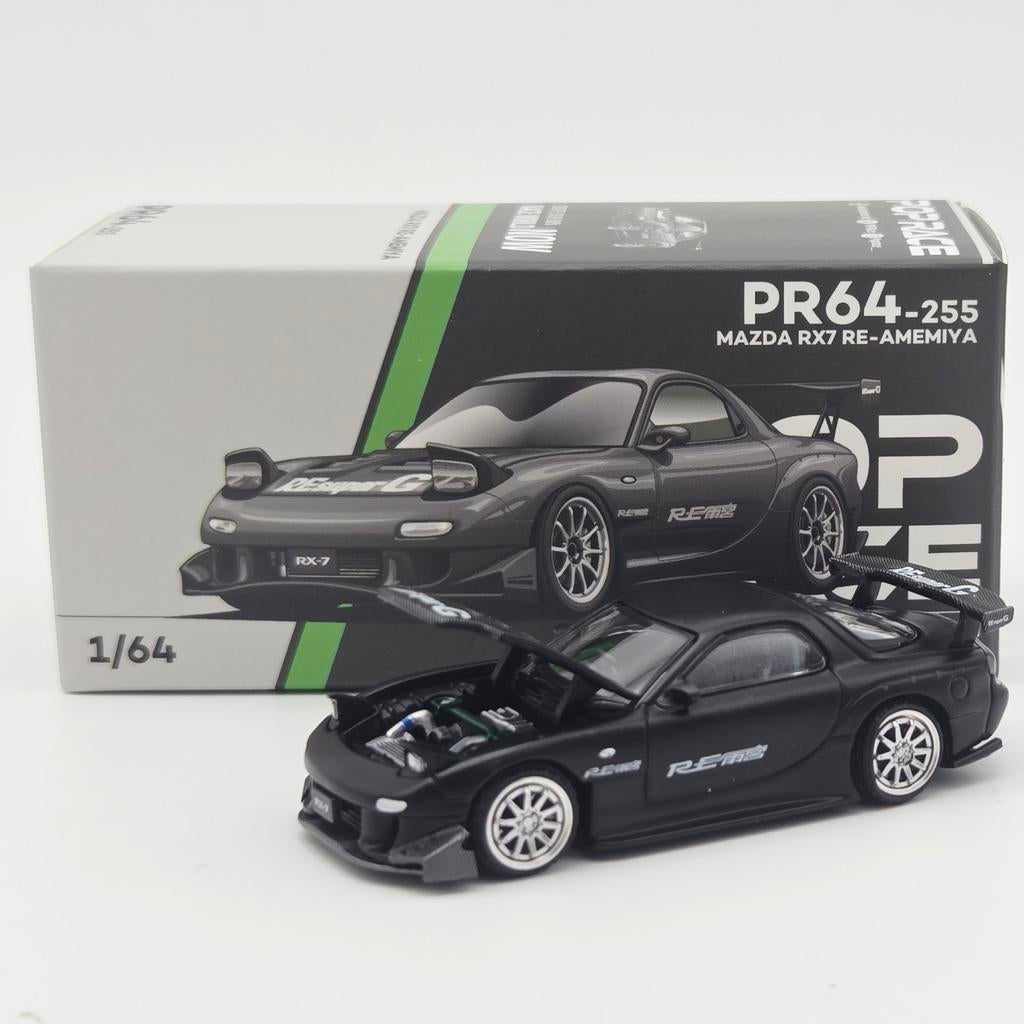 Pop Race Mazda RX7 RE-AMEMIYA 1:64 gun metal, Mymodelcar@outlook.com, Auto, Ophalen of Verzenden, Pop Race