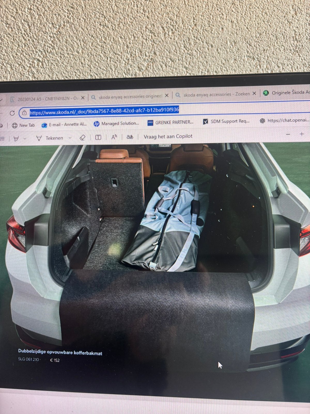 Skoda Enyaq dubbelzijdige kofferbak mat, Ophalen, Gebruikt