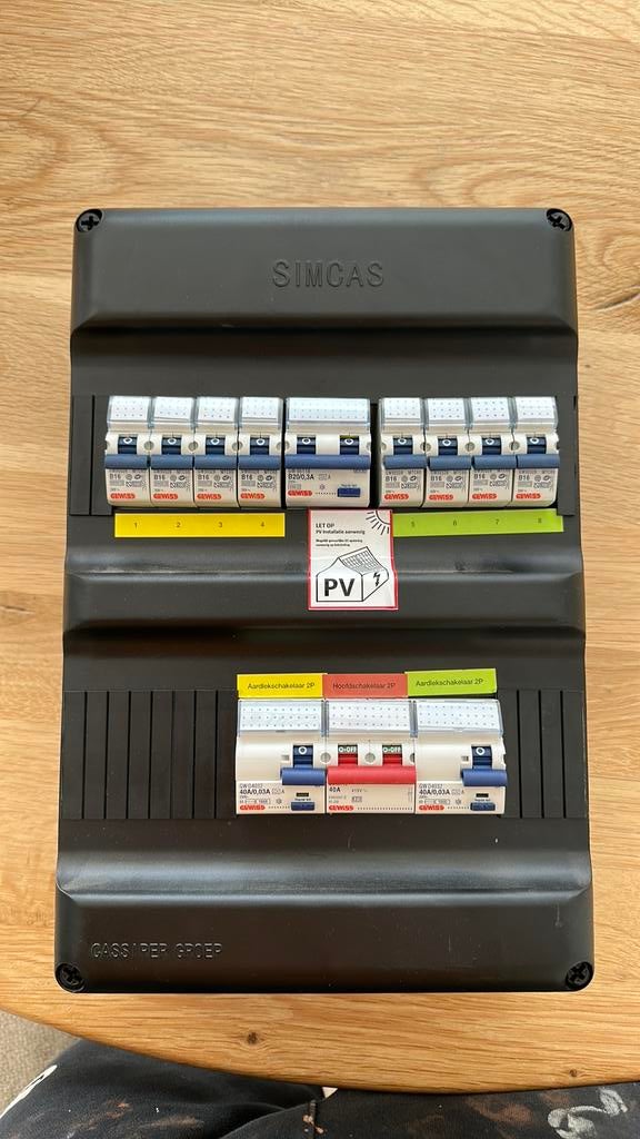 Meterkast 1fase simcas met Gewiss automaten, Ophalen of Verzenden, Gebruikt, Overige typen
