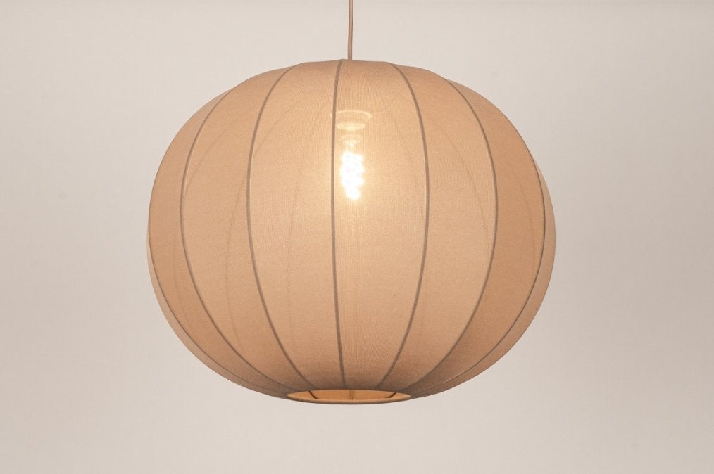55cm japandi hanglamp taupe lampion of beige tafel bank lamp, Ophalen of Verzenden, Nieuw