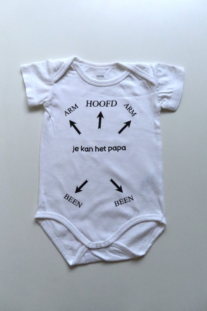 Romper Je Kan Het Papa Wit mt 62/68 (L50), Kinderen en Baby's, Babykleding | Maat 62, Jongetje of Meisje, Ophalen of Verzenden