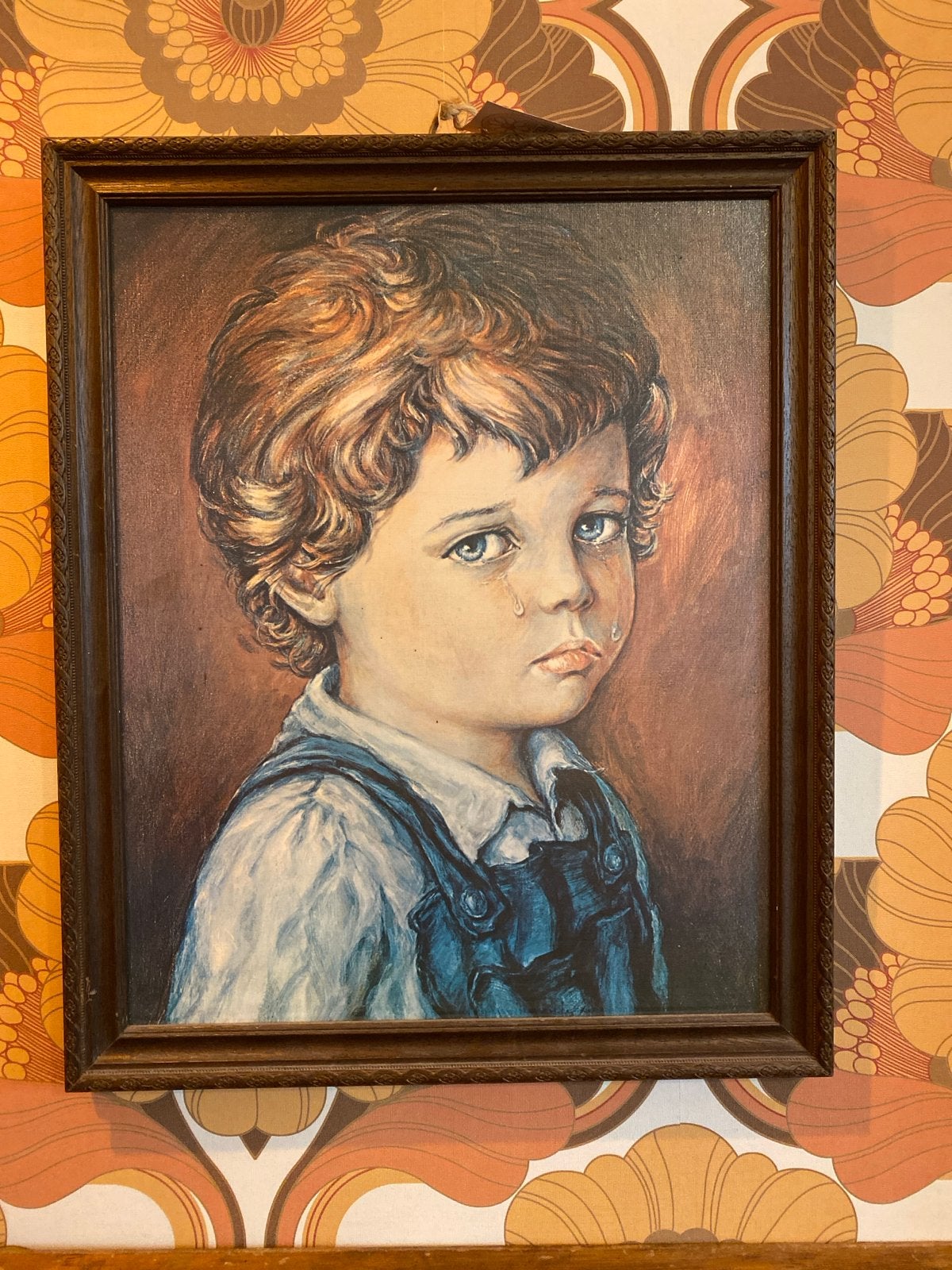 Vintage schilderij: Huilende jongen, Ophalen, Doek, Portret of Personen, Olieverf
