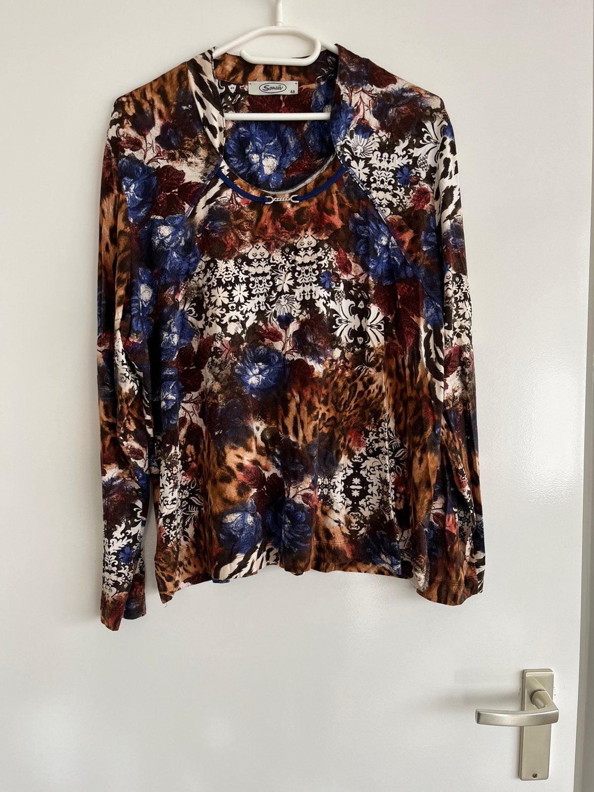 Sensia Blouse in Florale print in maat 48, Ophalen of Verzenden, Zo goed als nieuw, Maat 46/48 (XL) of groter, Blauw
