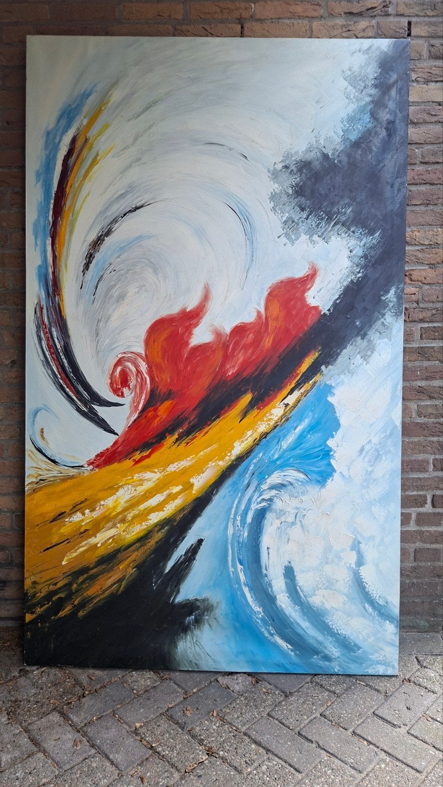 kleurig schilderij afm. 200x120 cm, Antiek en Kunst, Ophalen
