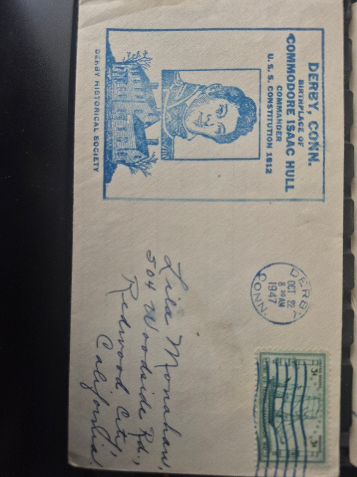 2x FDC USS Constitution 1797-1947, gericht aan Lila Monahan, Ophalen of Verzenden