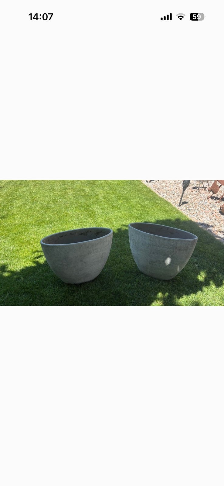 2 keramiek plantenbakken van 40 cm hoog, Ophalen of Verzenden, Zo goed als nieuw, Rond, Kunststof