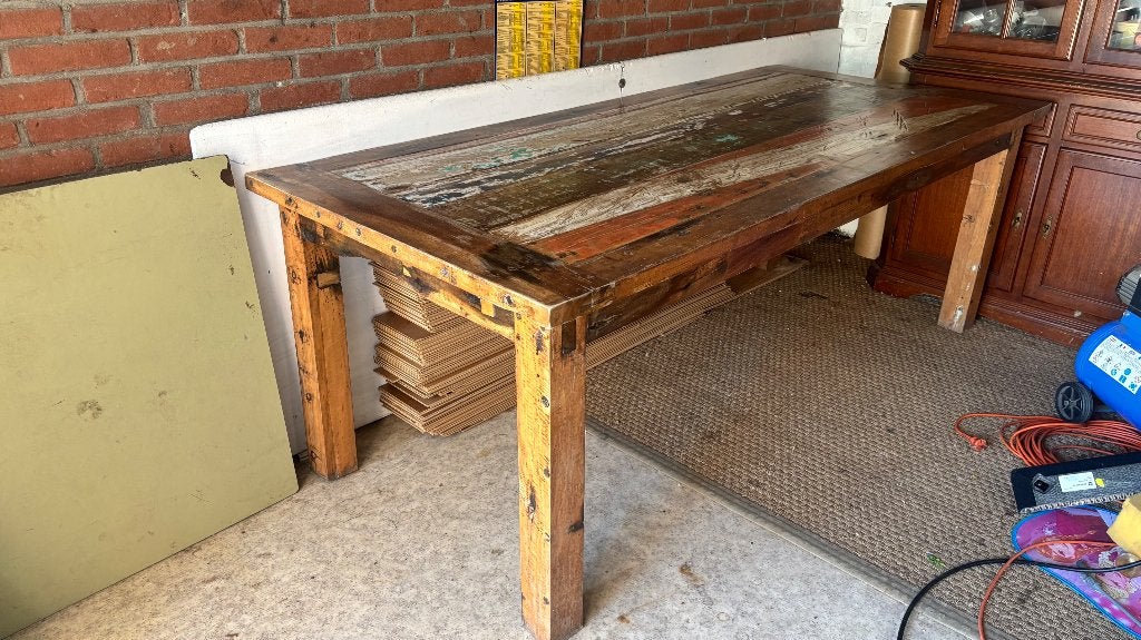 boothout tafels, Ophalen, Gebruikt, 200 cm of meer, 50 tot 100 cm