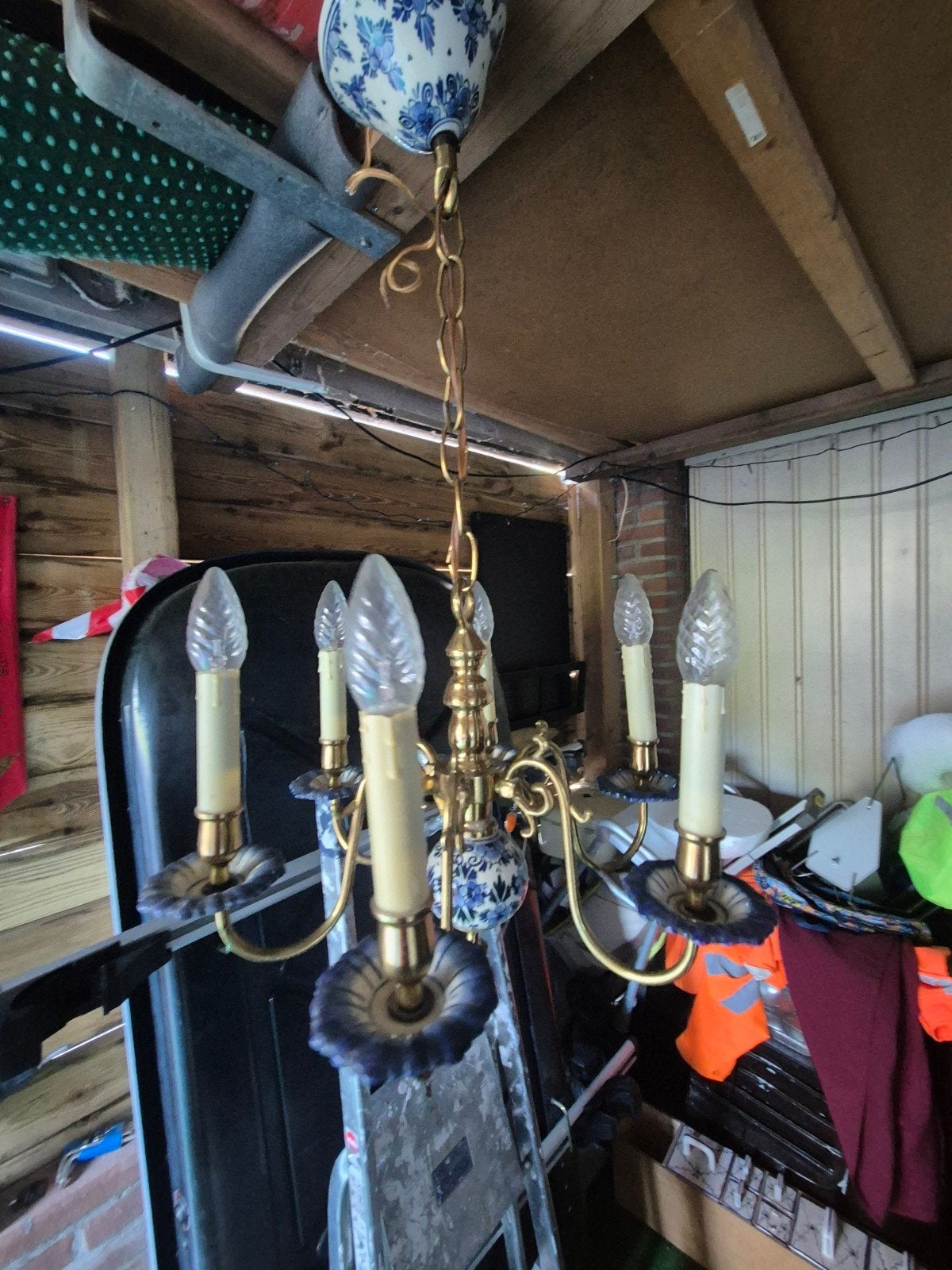 Delfts Blauw Kroonluchter - Handbeschilderd Holland, Antiek en Kunst, Antiek | Lampen, Ophalen
