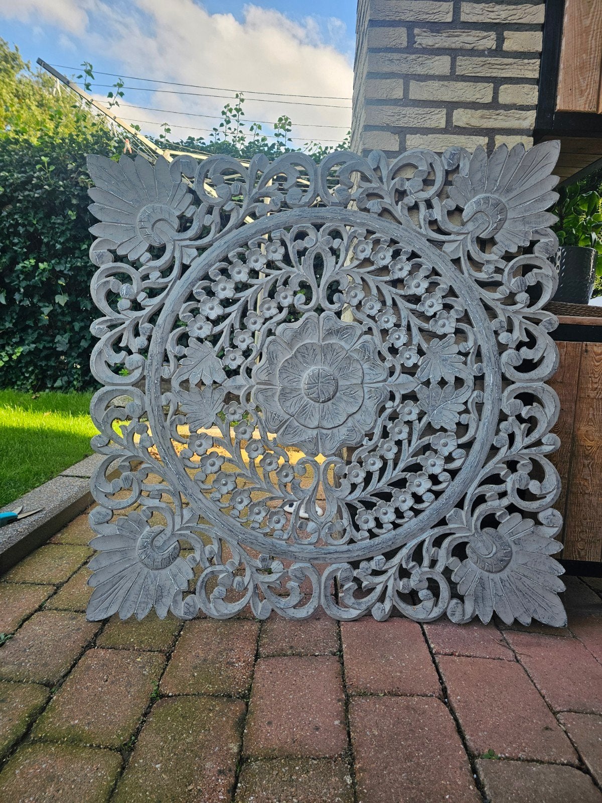 Wandpaneel Mandala 120x120 cm - Oosters Houtsnijwerk, Ophalen, Oosters, Hout, Zo goed als nieuw