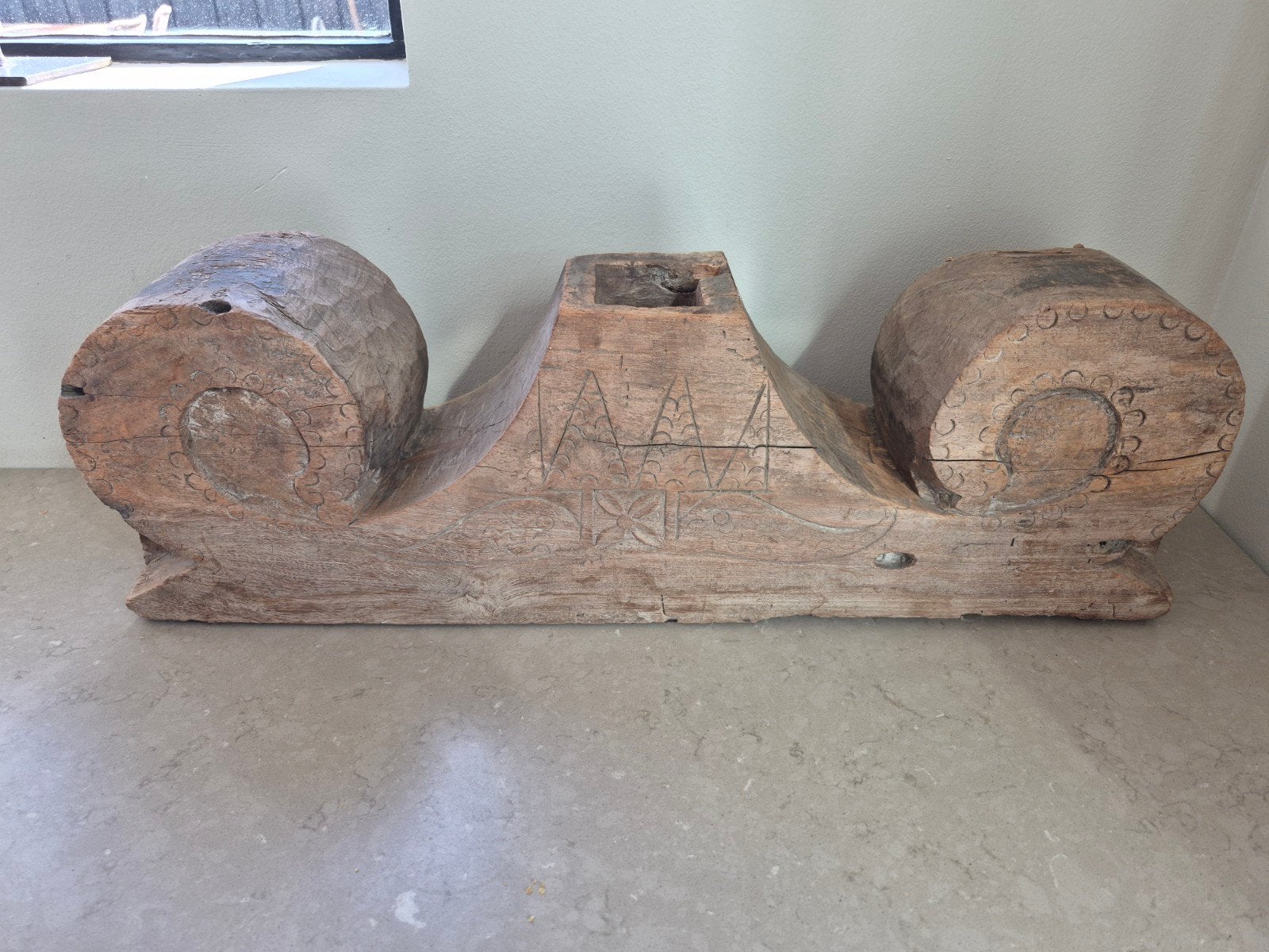 Oud houten ornament / decoratief element, 61x20 cm, Ophalen of Verzenden